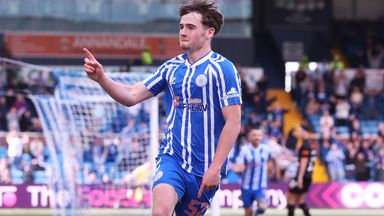Kilmarnock's Findlay Curtis celebrates after scoring to make it 2-0 against Dundee United