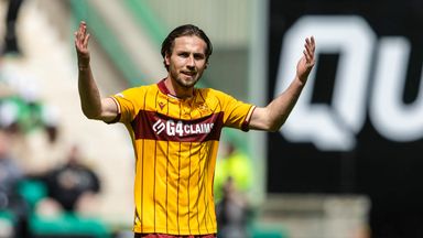 Motherwell's Lukas Fadinger celebrates after scoring to make it 1-0 