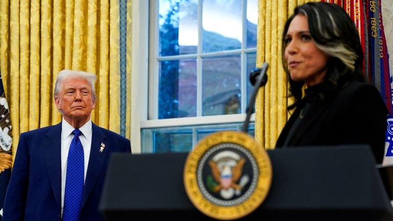 Trump with former US director of national intelligence Tulsi Gabbard