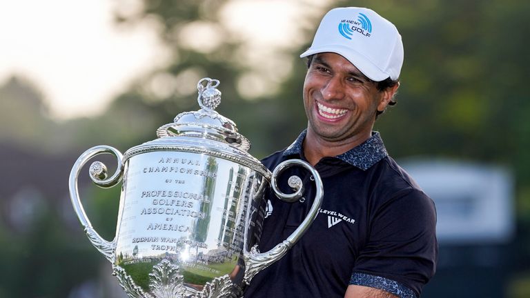 Aaron Rai wins the 2026 PGA Championship at Aronimink Golf Club in Pennsylvania (Associated Press)
