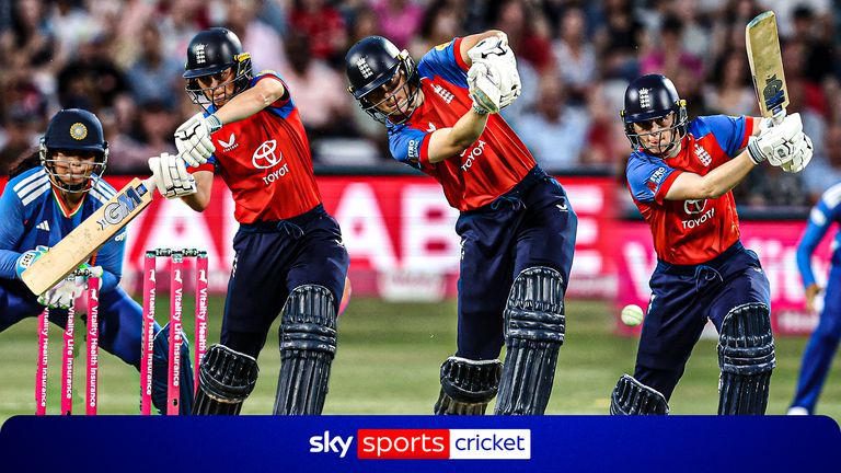 Watch the best shots of Amy Jones' 67 against India in the first T20.
