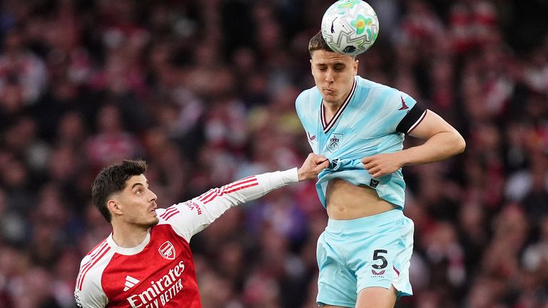 Kai Havertz challenges for the ball