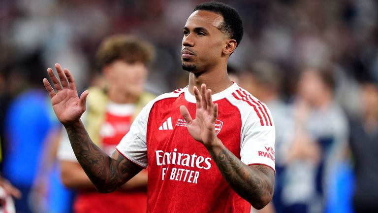 Arsenal's Gabriel dejected following the UEFA Champions League final 