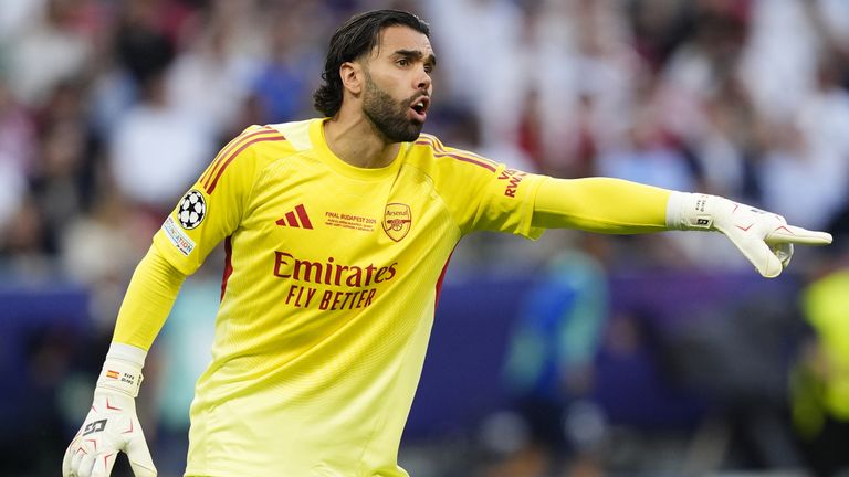 Arsenal goalkeeper David Raya during the UEFA Champions League Final