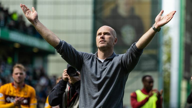 Motherwell Manager Jens Berthel Askou at full time 
