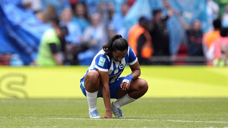 Manuela Vanegas at full-time after Brighton lost to Man City