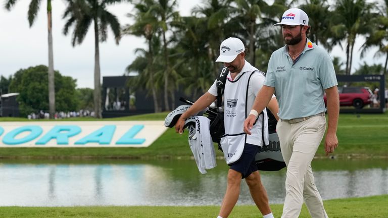 Cameron Young walks on the ninth hole during the final round of the Cadillac Championship