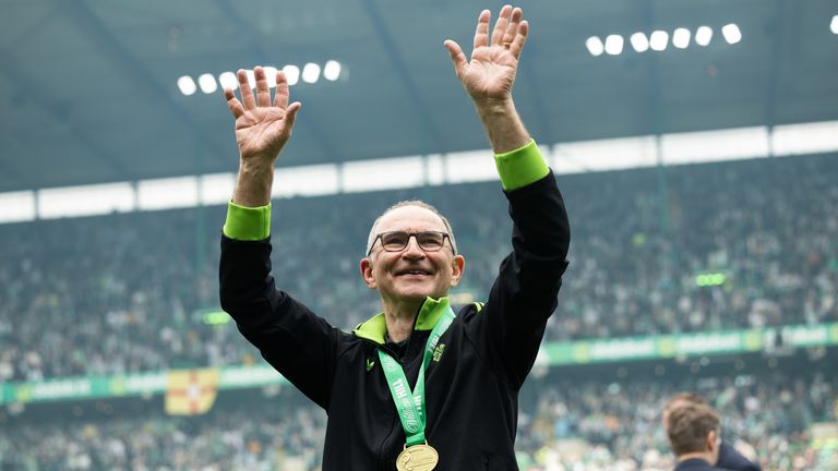 GLASGOW, SCOTLAND - MAY 16: Celtic manager Martin O'Neill at full time during a William Hill Premiership match between Celtic and Heart of Midlothian at Celtic Park, on May 16, 2026, in Glasgow, Scotland. (Photo by Craig Foy / SNS Group)