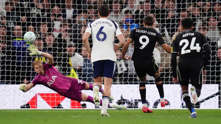 Dominic Calvert-Lewin equalises for Leeds from the penalty spot against Spurs