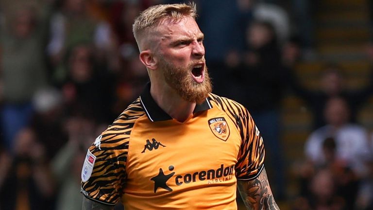 Oli McBurnie celebrates after scoring against Norwich