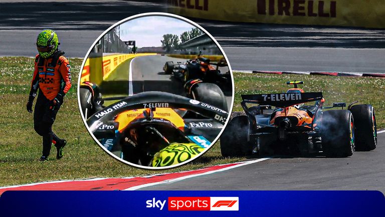 Watch back to the 2024 Canadian Grand Prix where Lando Norris crashed after battling with teammate Oscar Piastri.