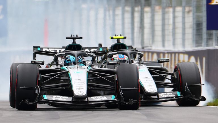 George Russell and Kimi Antonelli at the Canadian Grand Prix