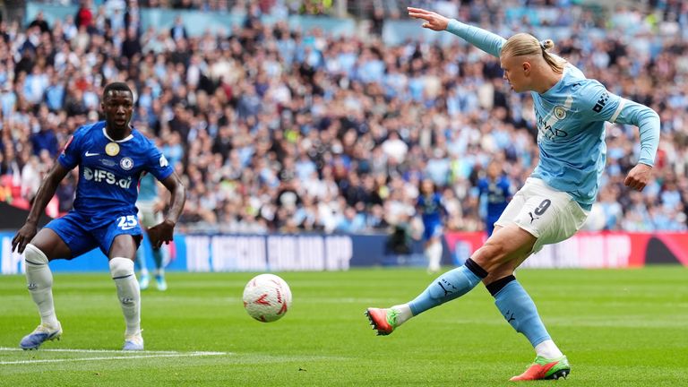 Erling Haaland spurns an opportunity to score in the FA Cup final