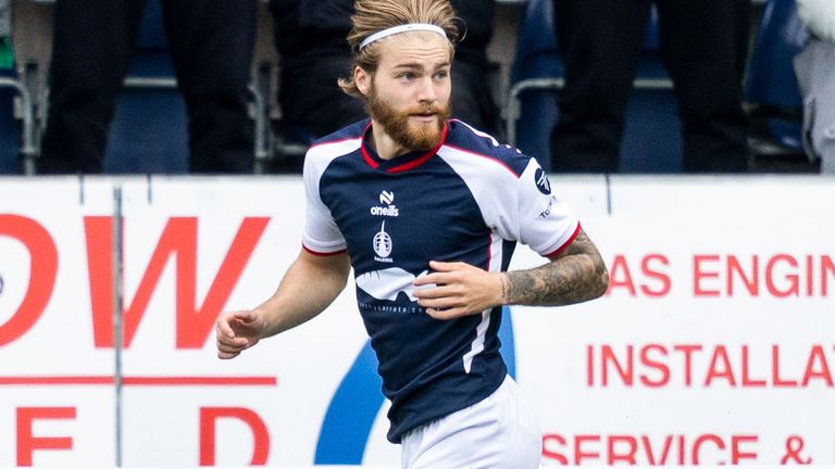 Falkirk's Henry Cartwright celebrates scoring to make it 1-0 against Motherwell
