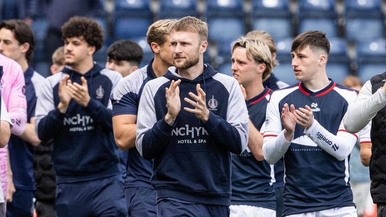 Falkirk's Scott Bain applauds the fans at full time