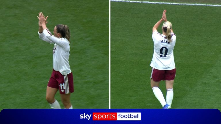 Katie McCabe and Beth Mead said an emotional farewell to the fans following their final game for Arsenal.
