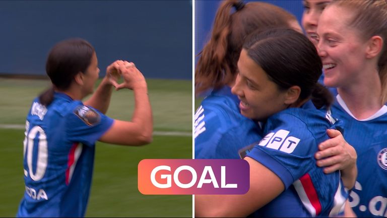 On her final appearance for the club, Sam Kerr scored a magnificent volley as Chelsea struck first against Manchester United in the WSL.