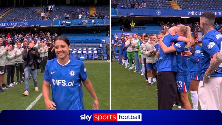 With both leaving Chelsea, Sam Kerr and Millie Bright were given a guard of honour following the final WSL game of the season.