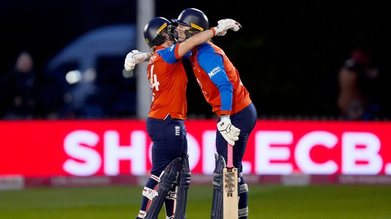 Capsey and Kent (left and right) celebrate their victory against New Zealand on Wednesday