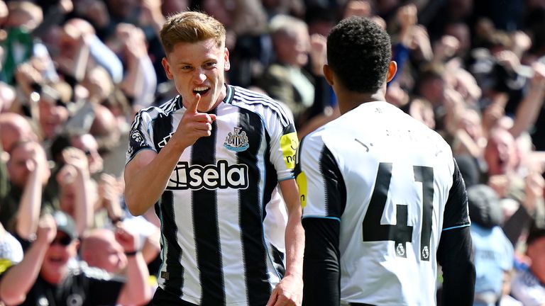 Harvey Barnes celebrates with team-mate Jacob Ramsey after opening the scoring at the City Ground