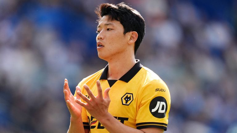 Hee-Chan Hwang reacts after his shot crashes off the post