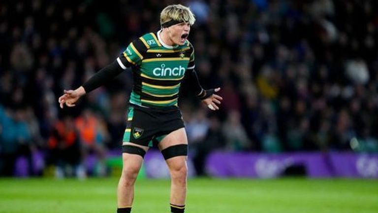 Northampton Saints' Henry Pollock reacts during the Gallagher PREM match at cinch Stadium at Franklin's Gardens, Northampton. Picture date: 