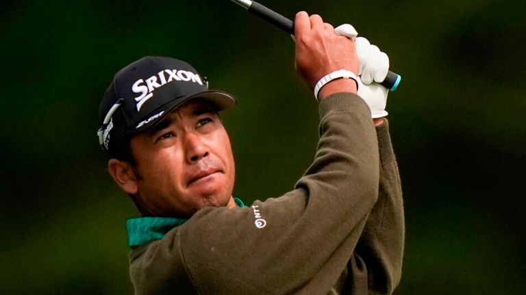 Hideki Matsuyama, of Japan, hits from the first fairway during the second round of the PGA Championship golf tournament at Aronimink 