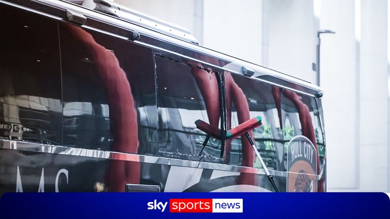 Hull team bus window SMASHED ahead of Play-Off Final