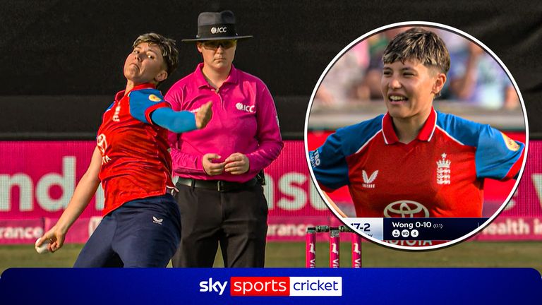 Issy Wong lost 27 runs during her spell for no wickets in a costly over against India in England's first T20 clash.