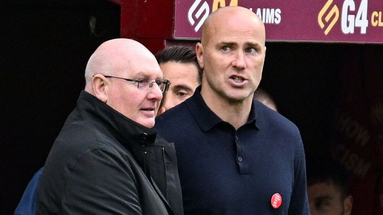  Falkirk manager John McGlynn (L) and Motherwell's Jens Berthel Askou impressed over the season