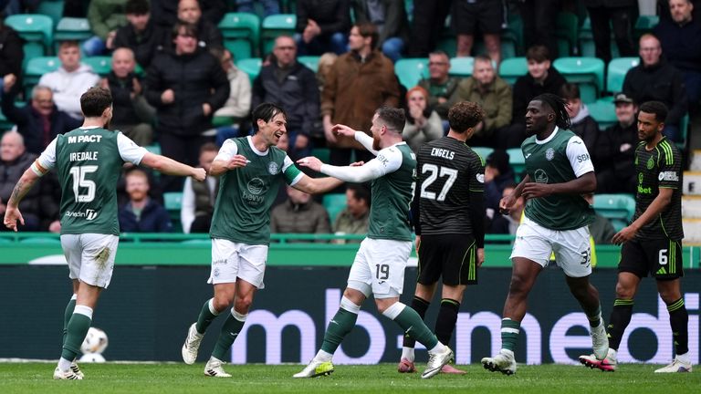 Joe Newell celebrates his equaliser vs Celtic