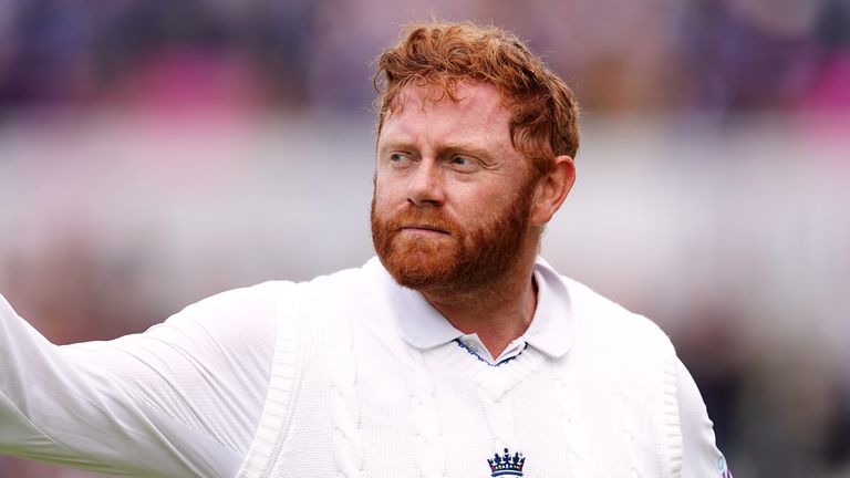 England's Jonny Bairstow acknowledges the crowd as he leaves the pitch 99 not out at the end of Englands first innings on day three of the 