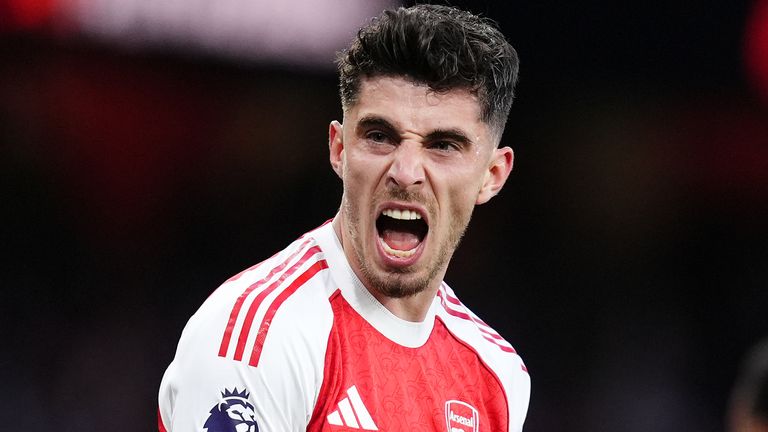 Kai Havertz celebrates after scoring for Arsenal against Burnley