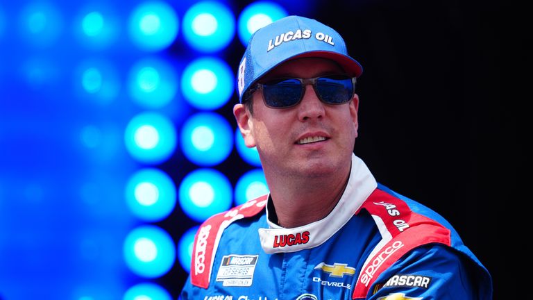 FILE - Kyle Busch is introduced during the NASCAR All-Star auto race at Dover Motor Speedway, Sunday, May 17, 2026, in Dover, Del. (AP Photo/Derik Hamilton, File, File)