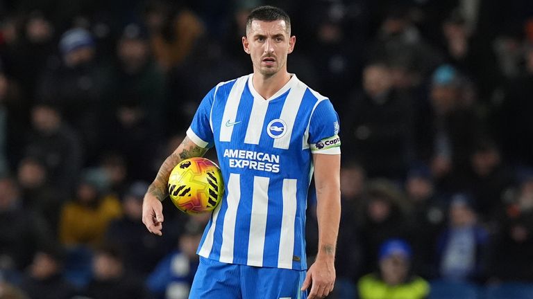 Brighton and Hove Albion's Lewis Dunk during the Premier League match at the American Express Stadium, Brighton and Hove. Picture date: Wednesday December 3, 2025. PA Photo. Photo credit should read: Gareth Fuller/PA Wire.....RESTRICTIONS: EDITORIAL USE ONLY No use with unauthorised audio, video, data, fixture lists, club/league logos or "live" services. Online in-match use limited to 120 images, no video emulation. No use in betting, games or single club/league/player publications.     