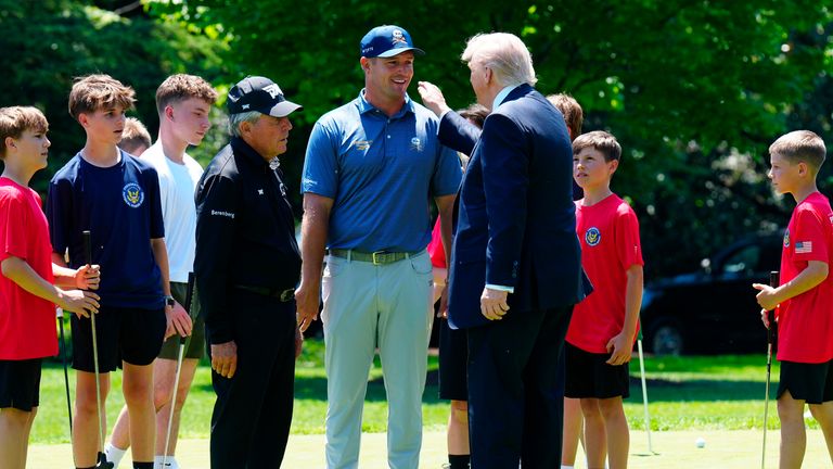  DeChambeau (centre) met with Gary Player (left of centre) and Donald Trump (right of centre) at the White House this week