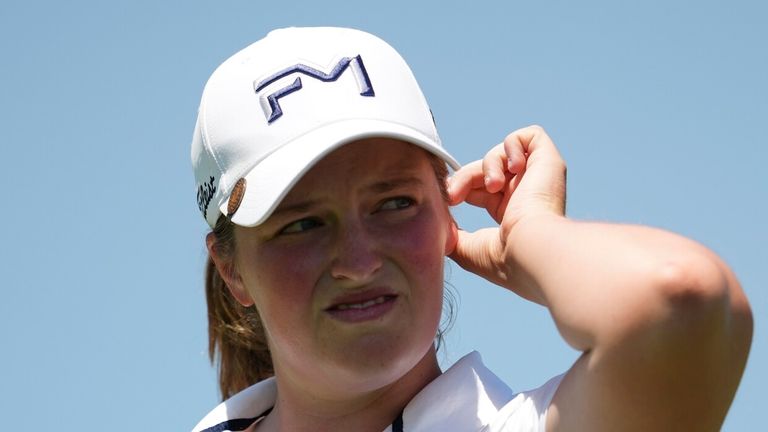 Lottie Woad looks on from the first hole during the final round of the Queen City Championship LPGA golf tournament