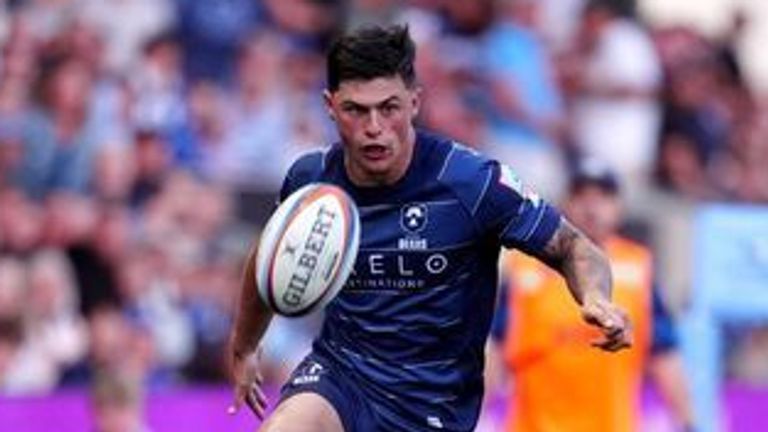 Louis Rees-Zammit carries the ball for Bristol 