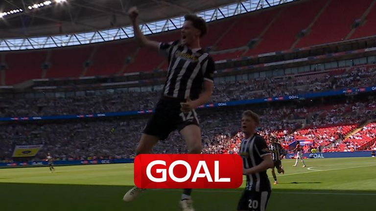 Lucas Ness’ TOWERING header doubles Notts County’s lead at Wembley!