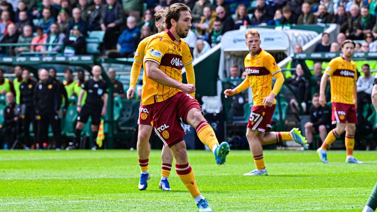 Motherwell's Lukas Fadinger scores to make it 1-0 