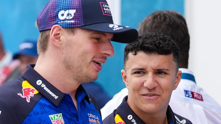 Max Verstappen (Oracle Red Bull Racing, Netherlands, #03) and Isack Hadjar (Oracle Red Bull Racing, France, #06) USA, Formula 1 World Championship, Miami Grand Prix, Miami International Autodrome, Miami Gardens, Race Day, Season 2026, 05.03.2026 Photo by: Scott Coleman/picture-alliance/dpa/AP Images