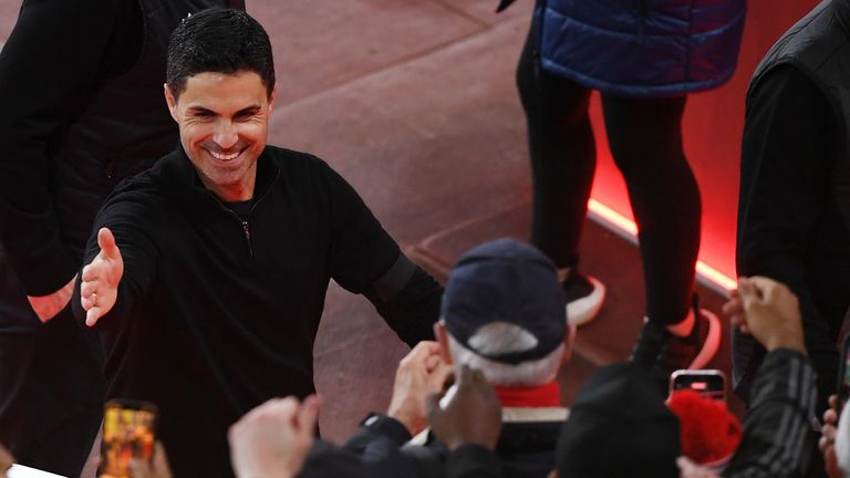 Mikel Arteta celebrates after Arsenal's win over Burnley