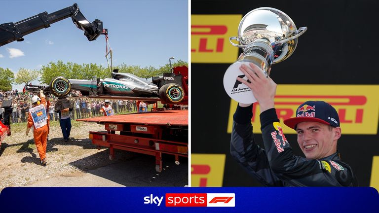 On this day in 2016, Lewis Hamilton crashed with Mercedes team-mate Nico Rosberg on the opening lap of the Spanish Grand Prix, with Max Verstappen capitalising to become the youngest race winner ever.