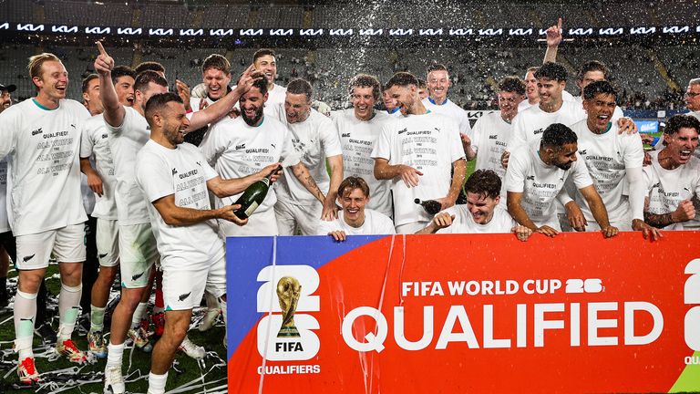 New Zealand celebrate qualifying for the World Cup