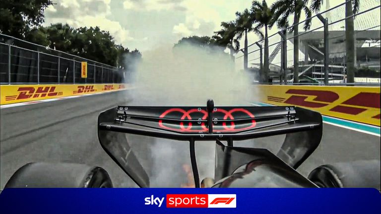 Nico Hulkenberg's is out of the Sprint after his Audi caught fire on the way to the grid.