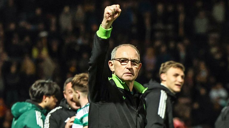 MOTHERWELL, SCOTLAND - MAY 13: Celtic manager Martin O'Neill at full time during a William Hill Premiership match between Motherwell and Celtic at Fir Park, on May 13, 2026, in Motherwell, Scotland.  (Photo by Ross MacDonald / SNS Group)