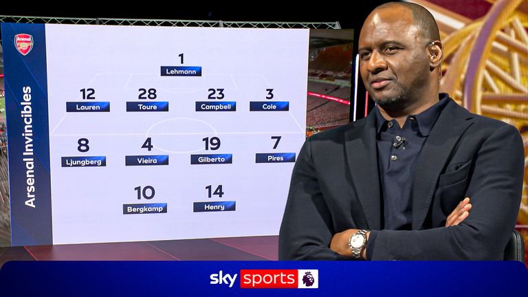 Patrick Vieira picks his combined team of 'The Invincibles' with this season's Arsenal XI