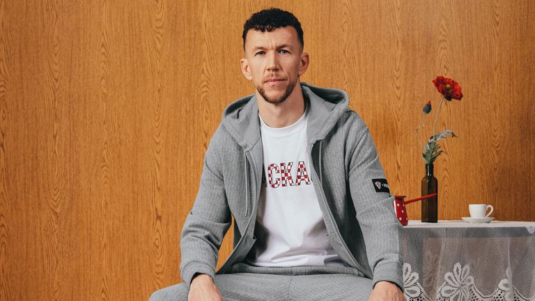 Ivan Perisic, wearing an outfit by Mackage, the Croatia national team's official off-field outfitter