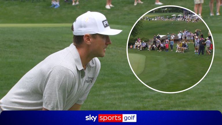 A bizarre moment in the Cadillac Championship where Mackenzie Hughes found the green after his tee shot hit a cameraman