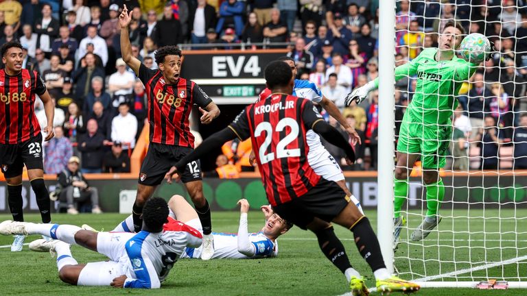Bournemouth take the lead against Crystal Palace as Jefferson Lerma directs Evanilson's header into his own net